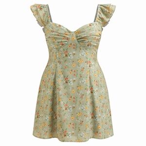 Floral Mini Dress in Matcha Green Size 1XL